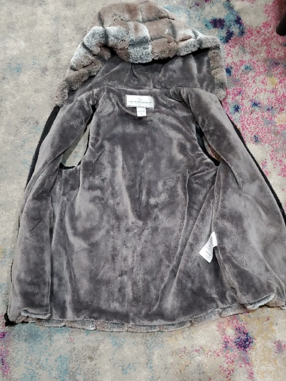 American Widgeon Faux Fur Hooded Vest With Faux Leather Trim